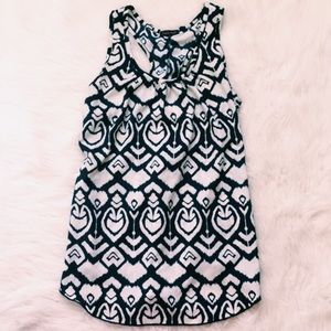 tribal print flowy top with ruffle back